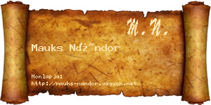 Mauks Nándor névjegykártya